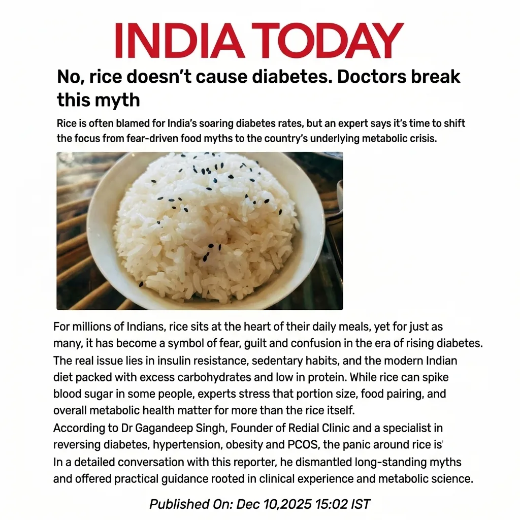 India Today — No, Rice Doesn’t Cause Diabetes. Doctors Break This Myth