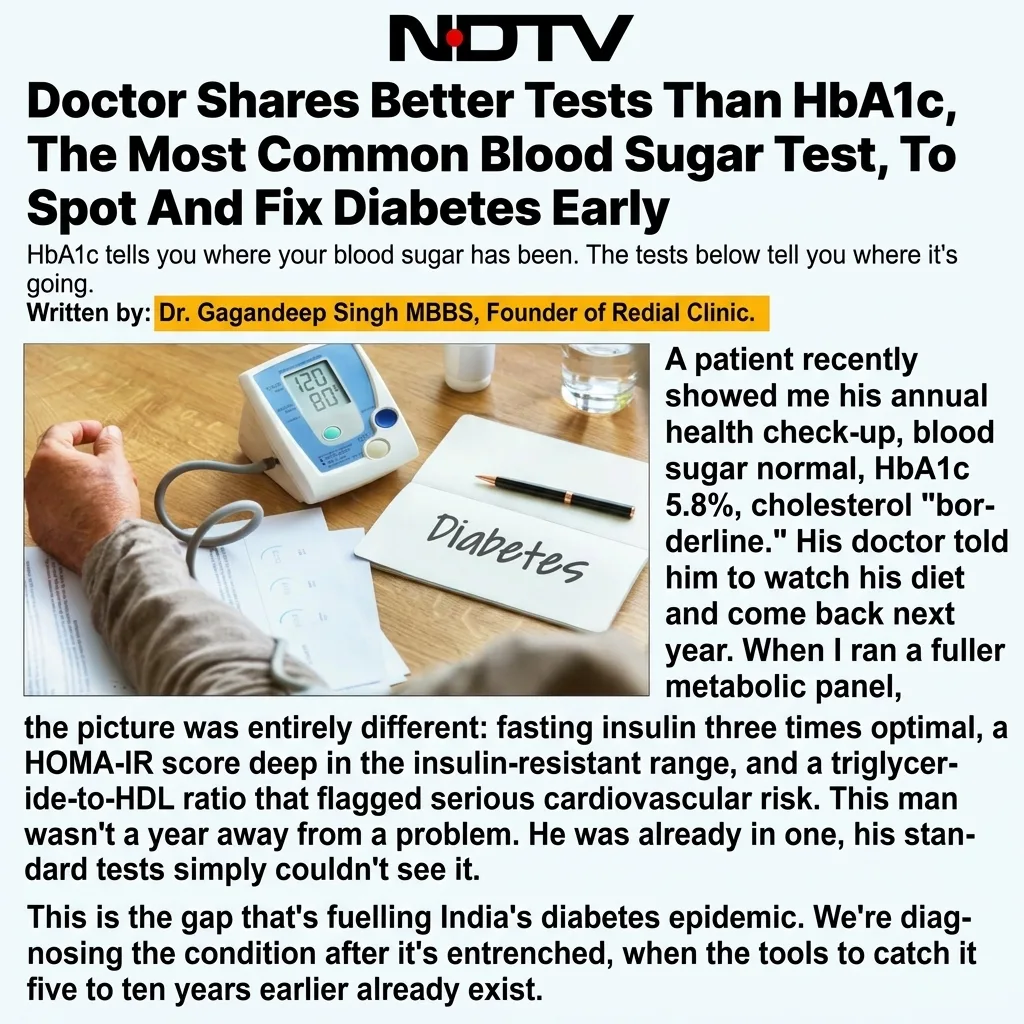 NDTV — Doctor Shares Better Tests Than HbA1c To Spot And Fix Diabetes Early