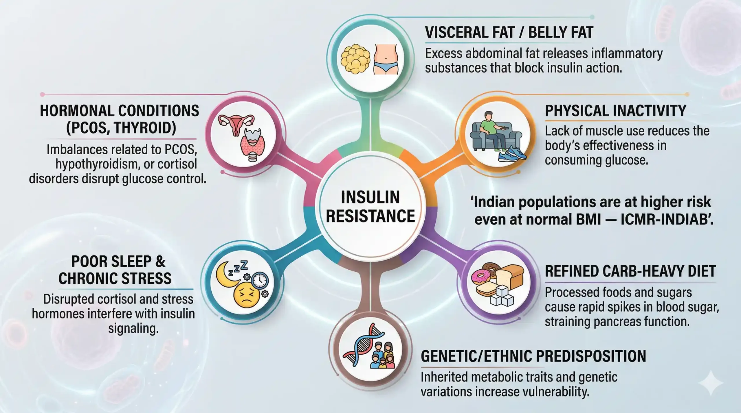 Diagram showing health-related items, possibly illustrating factors