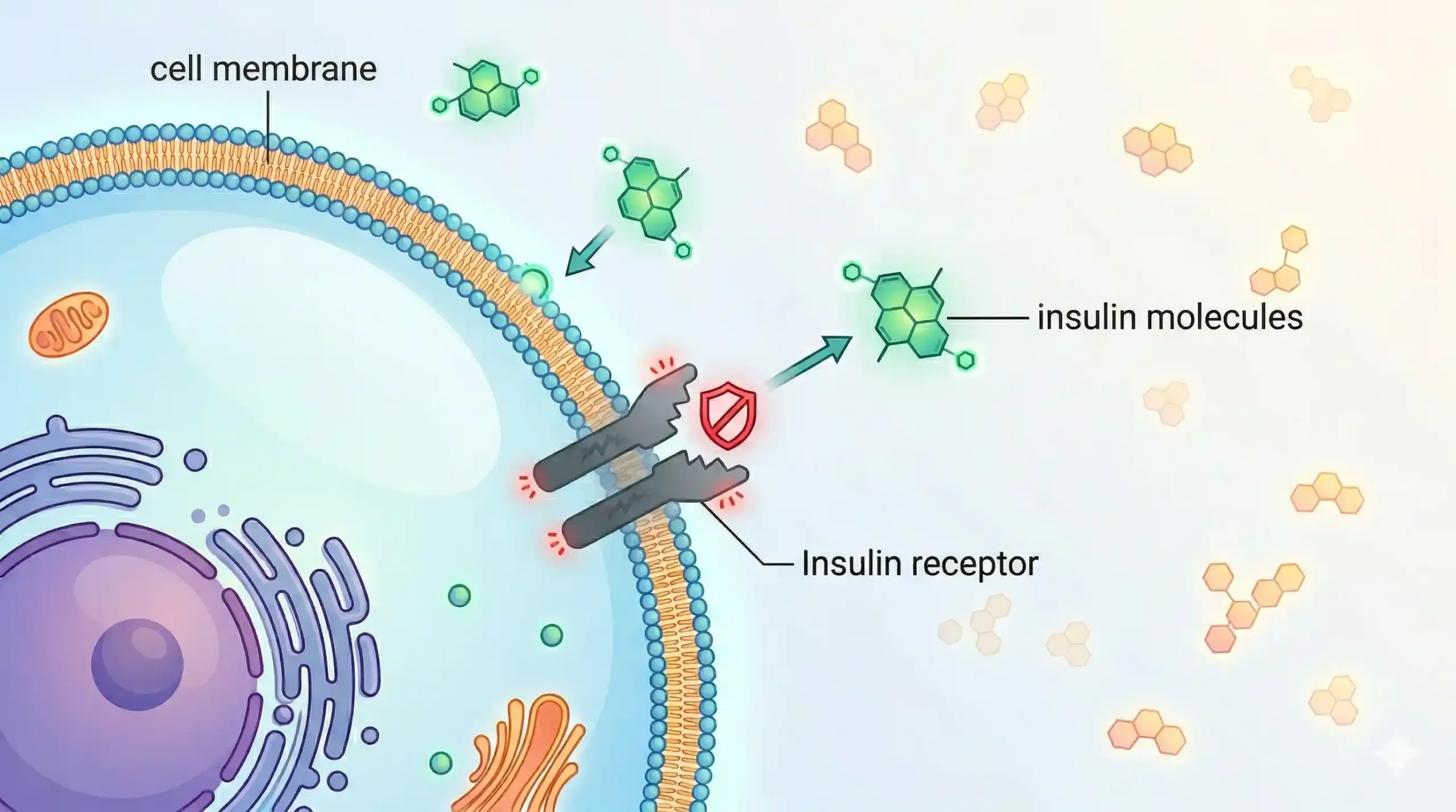 Infographic explaining insulin resistance — how cells stop responding to insulin, leading to elevated blood sugar
