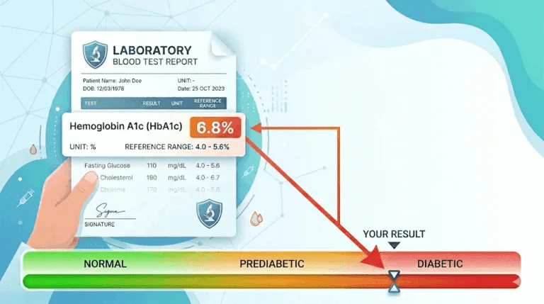 Cover image showing HbA1c levels from normal to prediabetic and diabetic ranges