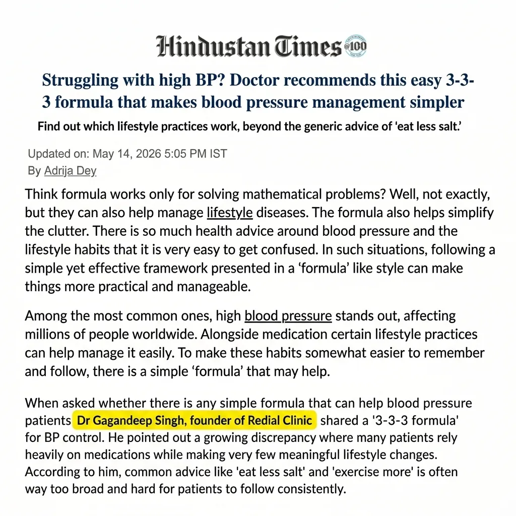 Hindustan Times — Struggling With High BP? Doctor Recommends This Easy 3-3-3 Formula